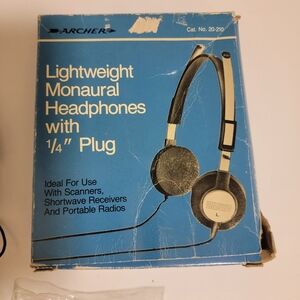 Vintage Archer Lightweight Monaural Headphones with 1/4" Plug CAT no 20-210 Rare